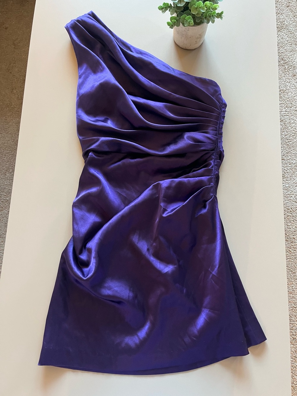 Jessica Y2K Satin Purple One-Shoulder Cocktail Mini Dress